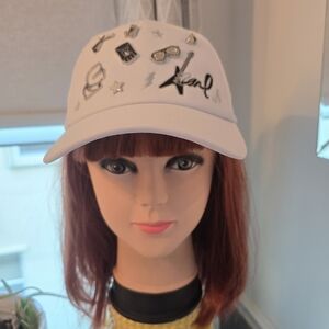 Karl Lagerfeld White Cap with Embellishments